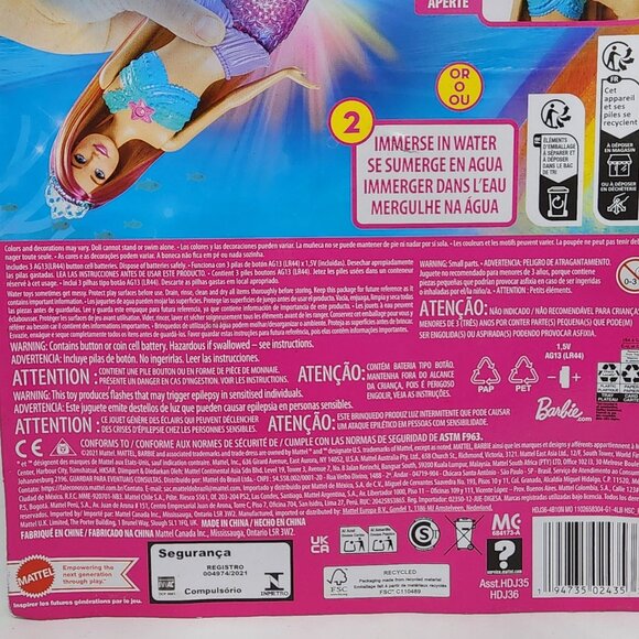 Barbie Dreamtopia Sparkle Lights Mermaid Doll Light-Up Tail Works Damaged Box - Picture 6 of 10
